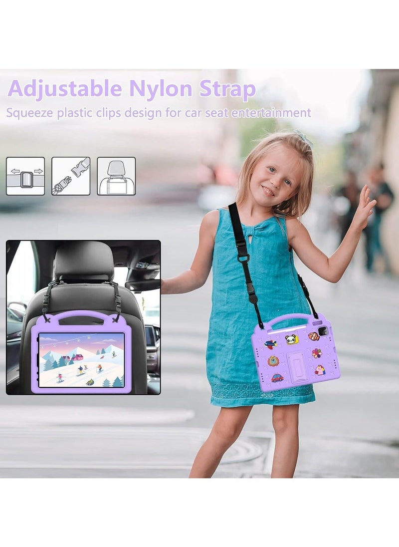 Shockproof Case Compatible with iPad 10th Generation,10.9 Inch 2022 Model, DIY Kids Cover with Pencil Holder/Handle/Stand/Shoulder Strap/Screen Protector,Light Purple - Image 4